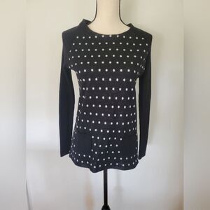 Ann Taylor Loft polkadot zip back long sleeve pockets sweater size M
